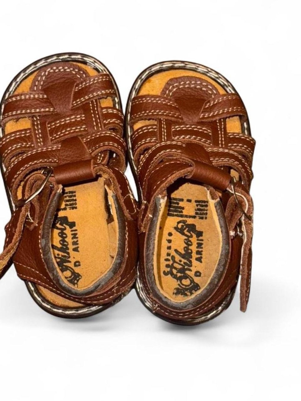 Kids Brown Leather Fisherman-Style Sandals with Secure Buckle
